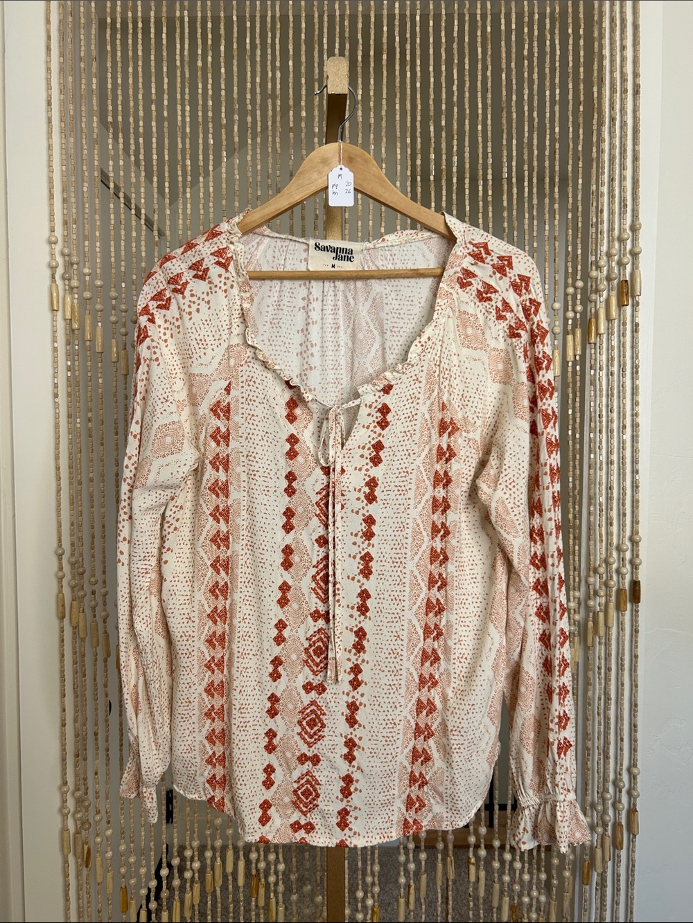 Savanna Jane Pheasant Embroidered Top Size M